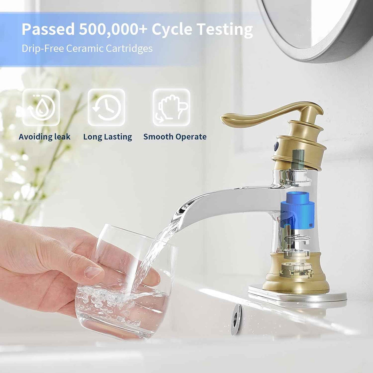 Matte Black Waterfall Bathroom Faucet - Single Handle Lavatory Sink Mixer with Brass Drain