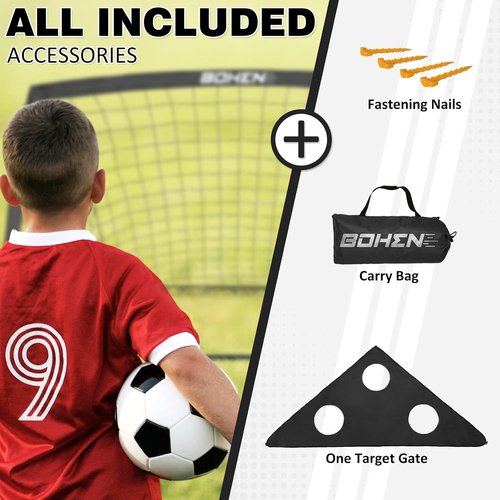Bohen 6x4 FT Portable Kids Soccer Goals - Folding Soccer Net with Carry Bag for Indoor/Outdoor Use
