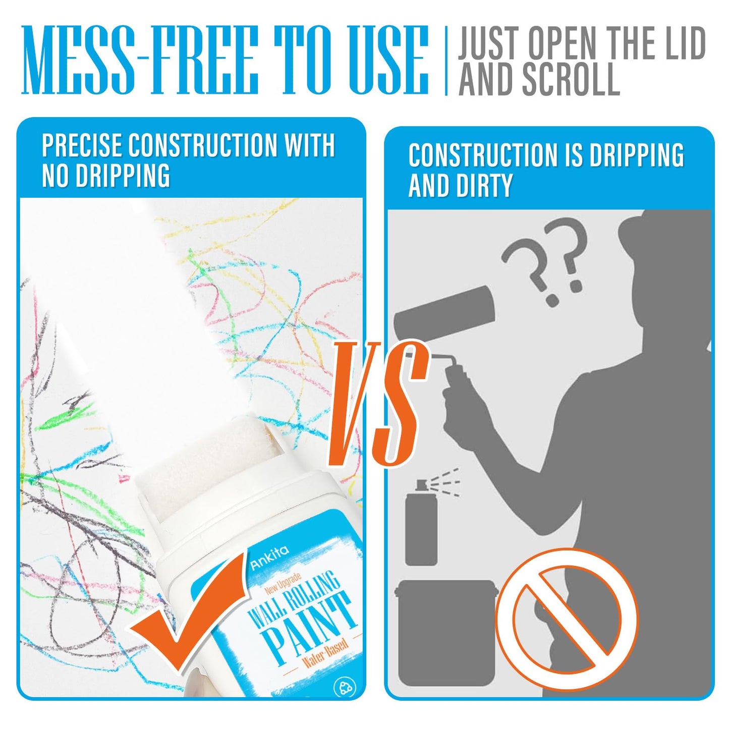 White Paint for Wall, Fast-Drying Wall Paint Touch up for Interior & Exterior wall, Water Based & Low Odor Kit with Roller Brush, for Ceiling, Wood, Metal, Low VOC, 3.5oz