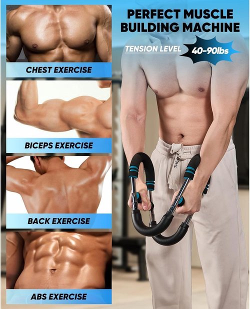 Twister Arm Trainer, Chest Workout Equipment 40-100lb Adjustable Arm Trainer, Twister Arm Trainer, Portable Power Twister Bar, Detachable Design Fitness Anywhere (Blue)