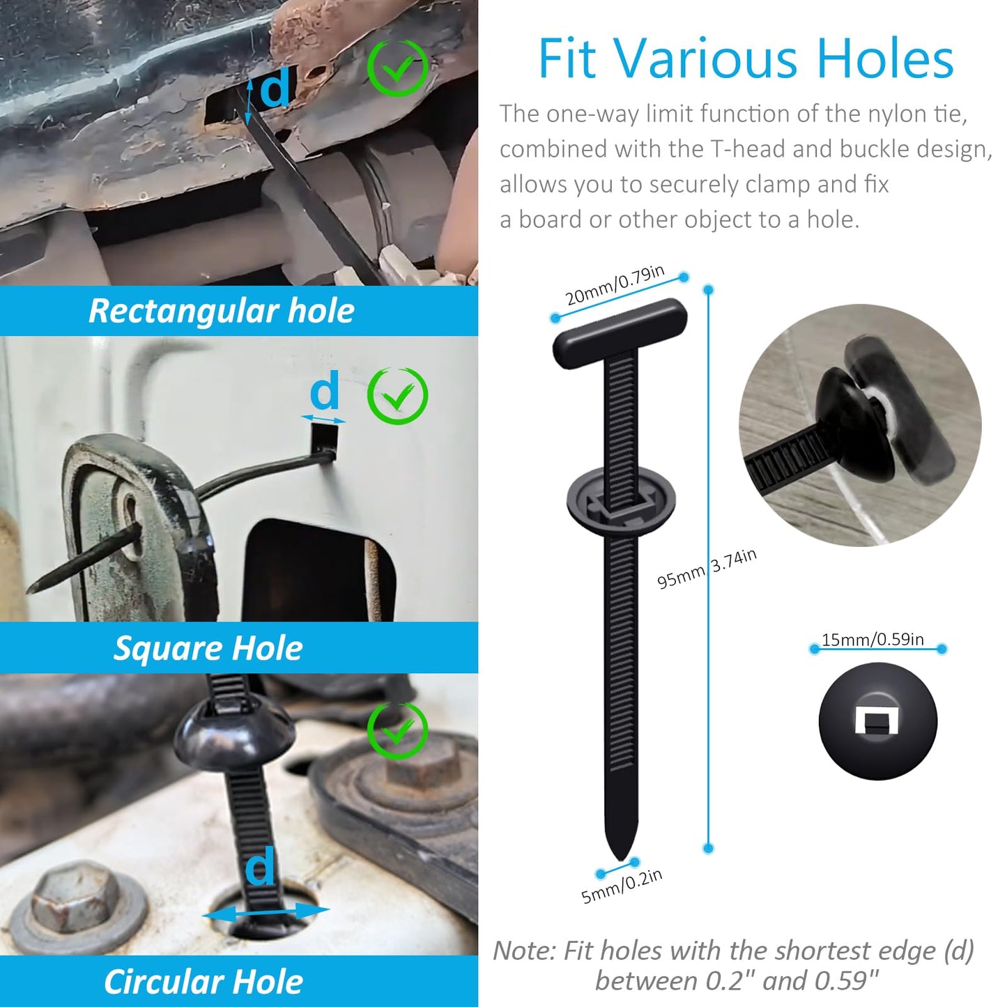 2026 Upgraded Nylon Universal Cable Tie Buckle, Heavy Duty Self-Locking Rivet Zip Ties, Multifunctional Cable Tie Buckle for Car Daily Repair, Home, Office, Garden, Workshop(100Pcs)