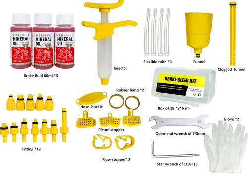 Brake Bleed Kit for Shimano,TEKTRO Hydraulic Disc Brakes,with 180ml Mineral Oil Fluid & Reusable 20ml Syringe,Bike Bleeder Tool for MTB/Road/E-Bikes with Various Adapters for Self Repair &Maintenance