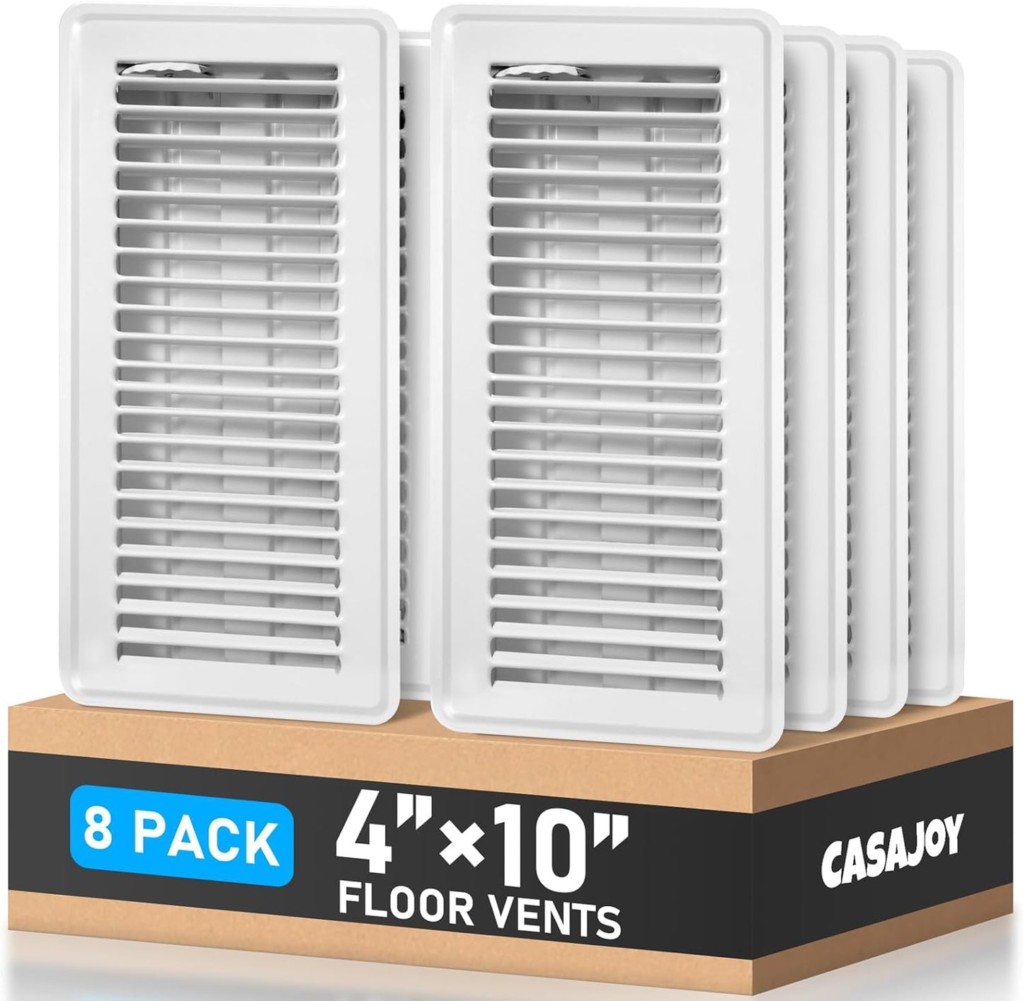 Heavy Duty 4x10 Inch Metal Floor Vents - 6 Pack Rust Proof Air Vent Covers for Home