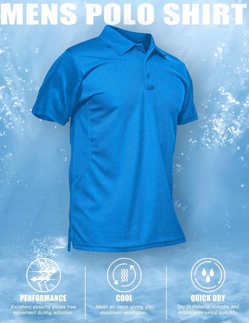 MAGCOMSEN Men's Polo Shirt - Quick Dry Tactical Performance Short Sleeve Golf Shirt | Stylish Pique Jersey