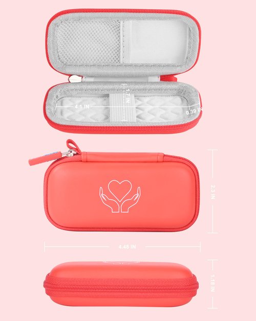 stukcaze Heart Rate Monitor Case KardiaMobile EKG Monitor 1L 6L, Portable Hard EVA Kardia Mobile Case with Climbing Clip, Protective KardiaMobile EKG Organizer (RED)