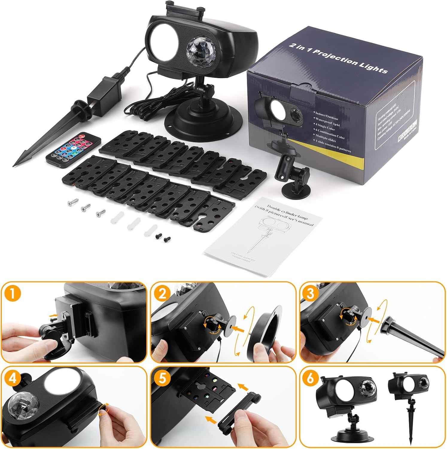 Halloween & Christmas Outdoor Projector Lights with 14 HD Slides & Remote - Waterproof Holiday Decor for Yard & Garden
