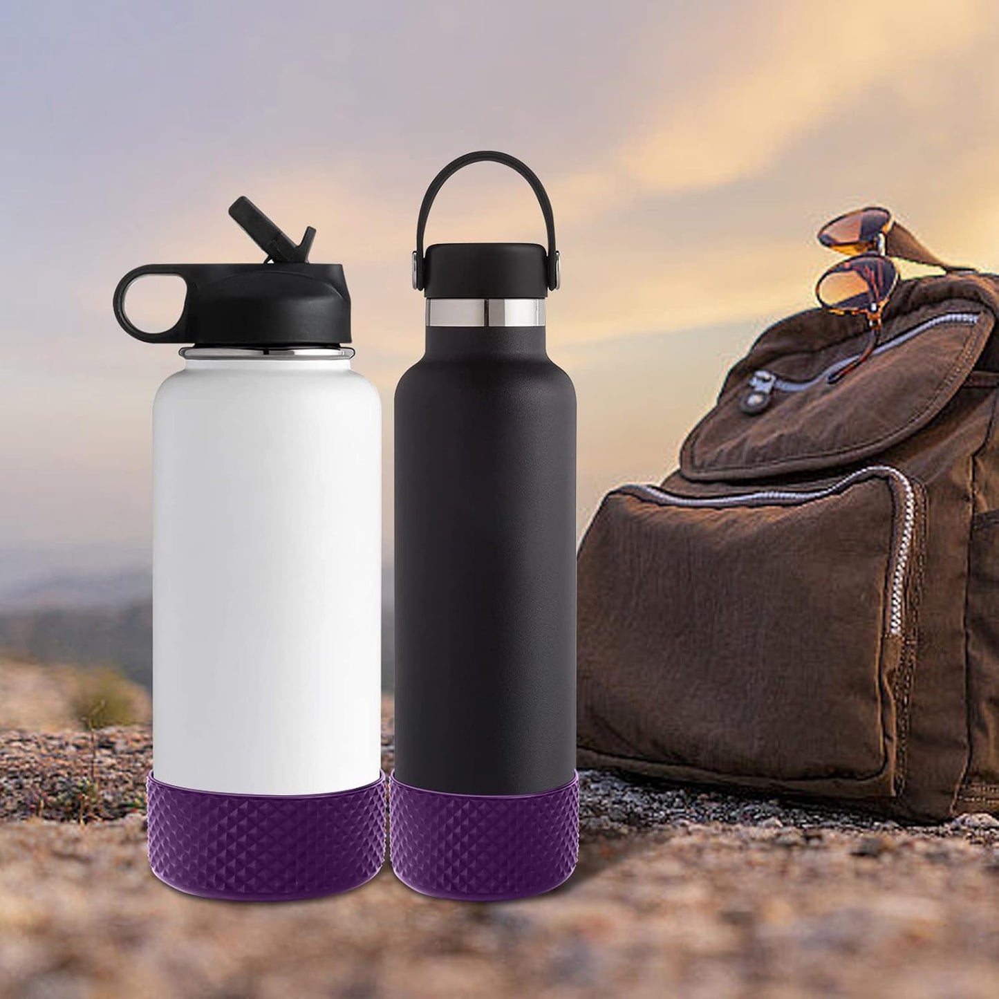 WUQID Water Bottle Boot - Diamond Silicone Sleeve Cover for Stanley & Hydro Flask | Fits 20-40oz & 12-24oz Bottles