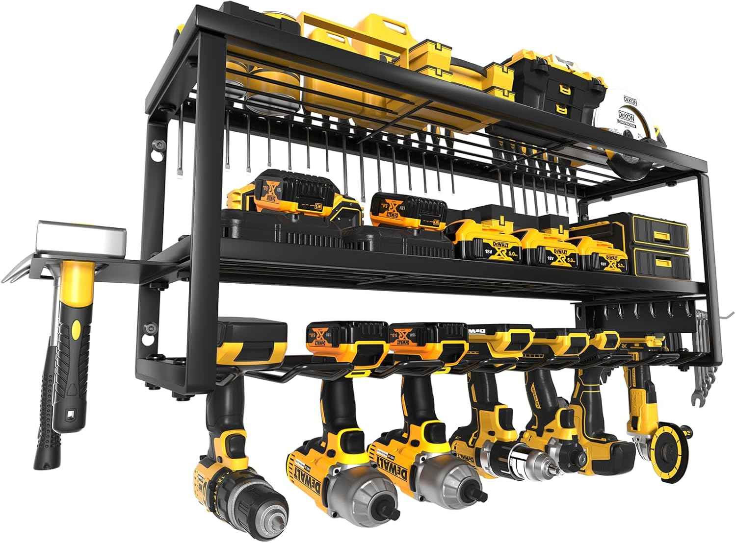 32-Inch Wall-Mounted Power Tool Organizer with Charging Station & 8 Slots for Garage