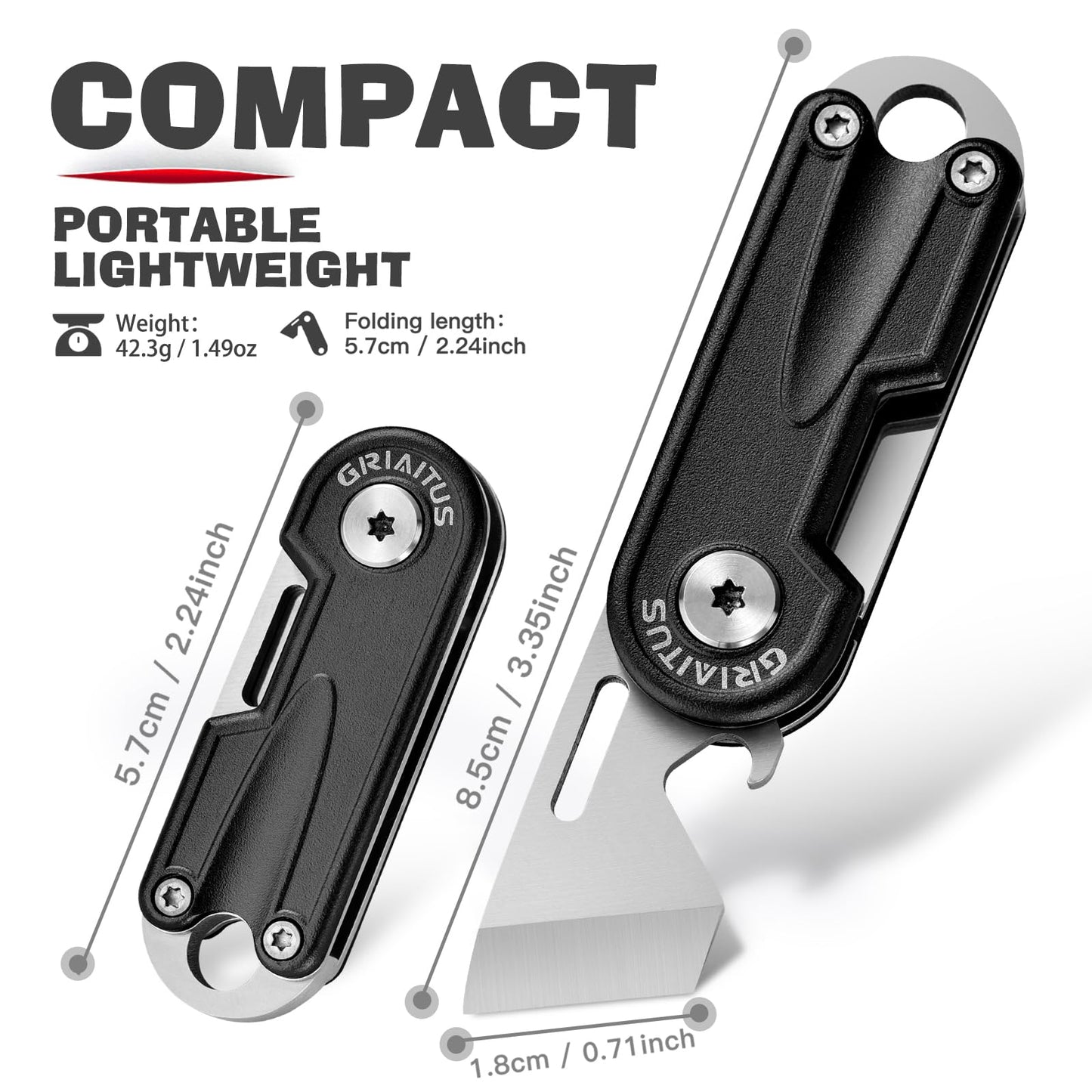 Multitool Pocket Knife, EDC Folding Knives, Small multitool with Bottle Opener Mini Pry Tool, Gifts for Men Dad Everyday Carry (black)