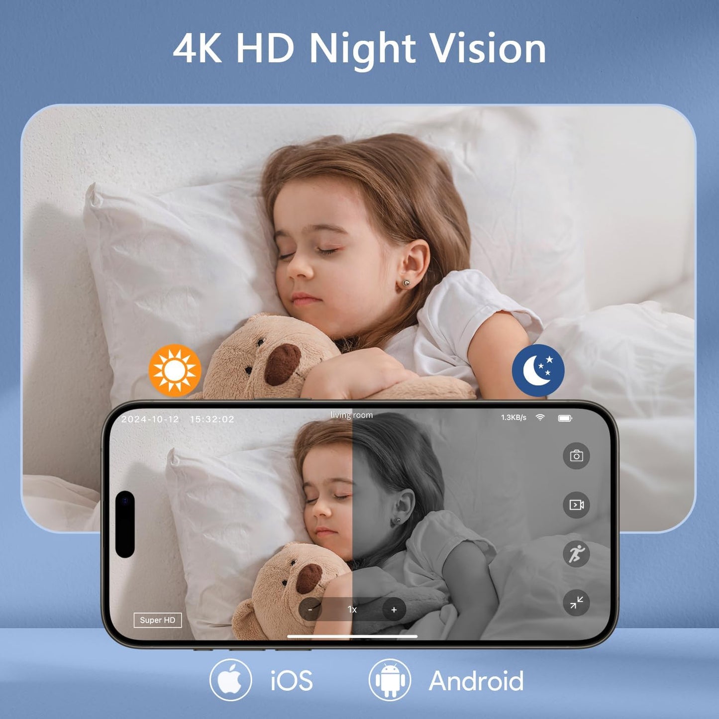 2K Wireless Hidden Camera - Mini Nanny Cam with Free Cloud & SD Storage, Magnetic Mount