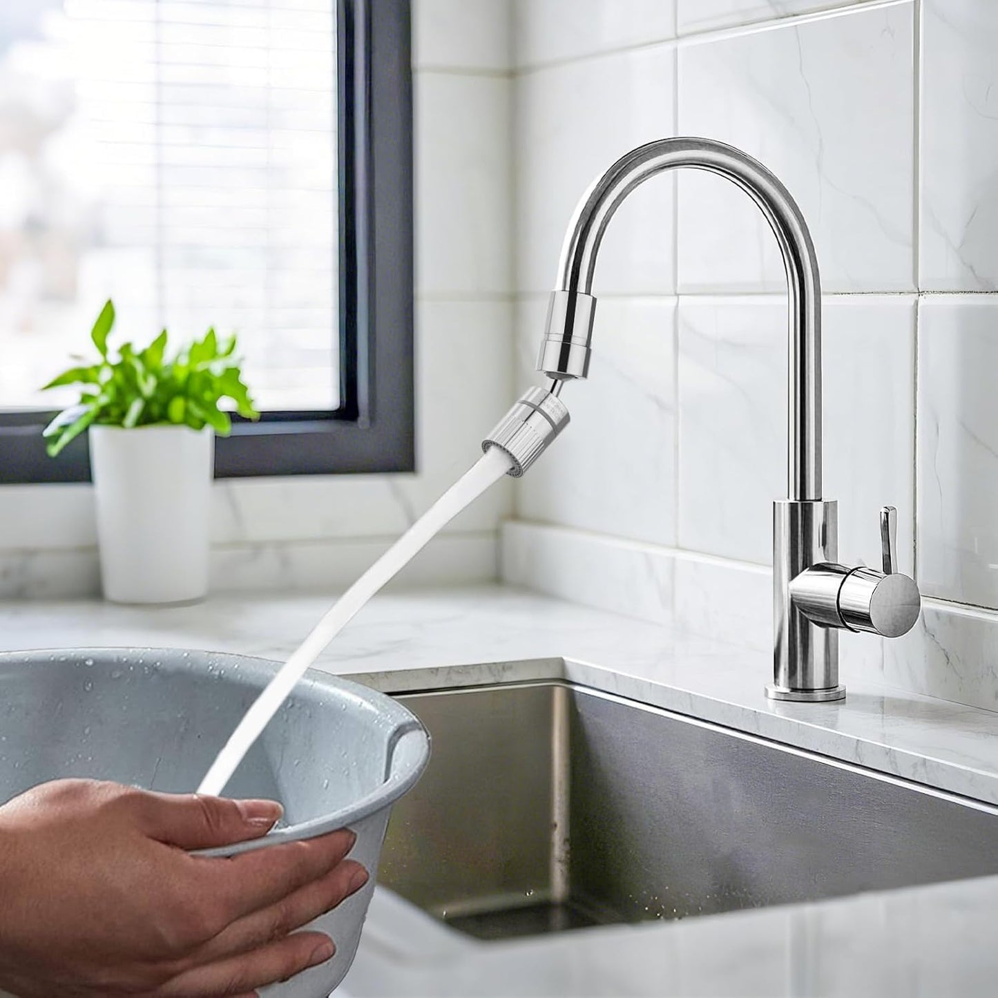 2 PC ST.THOMAS Swivel Faucet Aerator,2-function Faucet Nozzle,360° Big Angle Rotate kitchen faucet head replacement,Faucet Extender for Kitchen 55/64 inch Female Thread,Kitchen Sink Aerator