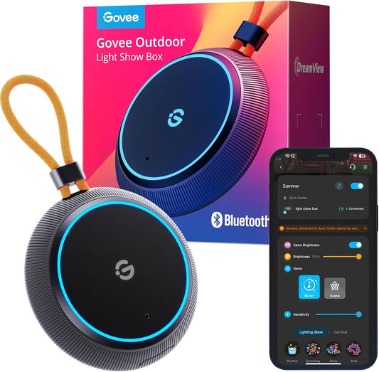 Govee Outdoor Light Show Box - Bluetooth Music & Scene Modes, IP65 Waterproof, Battery Powered