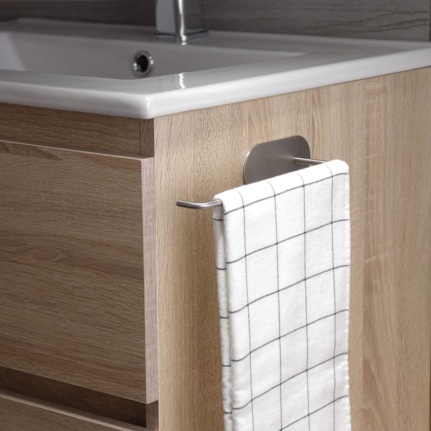 SUNTECH Hand Towel Holder 2 Packs,Self Adhesive Stick on Wall Towel Rack, Bath Hand Towel Holder for Bathroom and Kitchen No Drilling