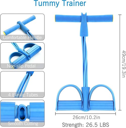 21 Fitness Resistance Bands - 4 Tube Pedal Ankle Puller for Effective Leg Stretching | 2023 Sit-Up Exercise Equipment