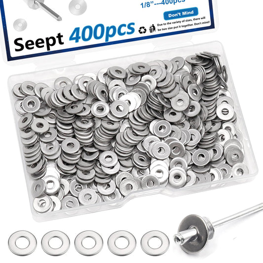 Seept 400PCS 1/8 Inch Silver Pop Rivet washers for Pop Rivets Diameter 1/8" 304 Stainless Steel pop Rivet Washer Aluminum pop Rivet washers Blind Rivet Washer