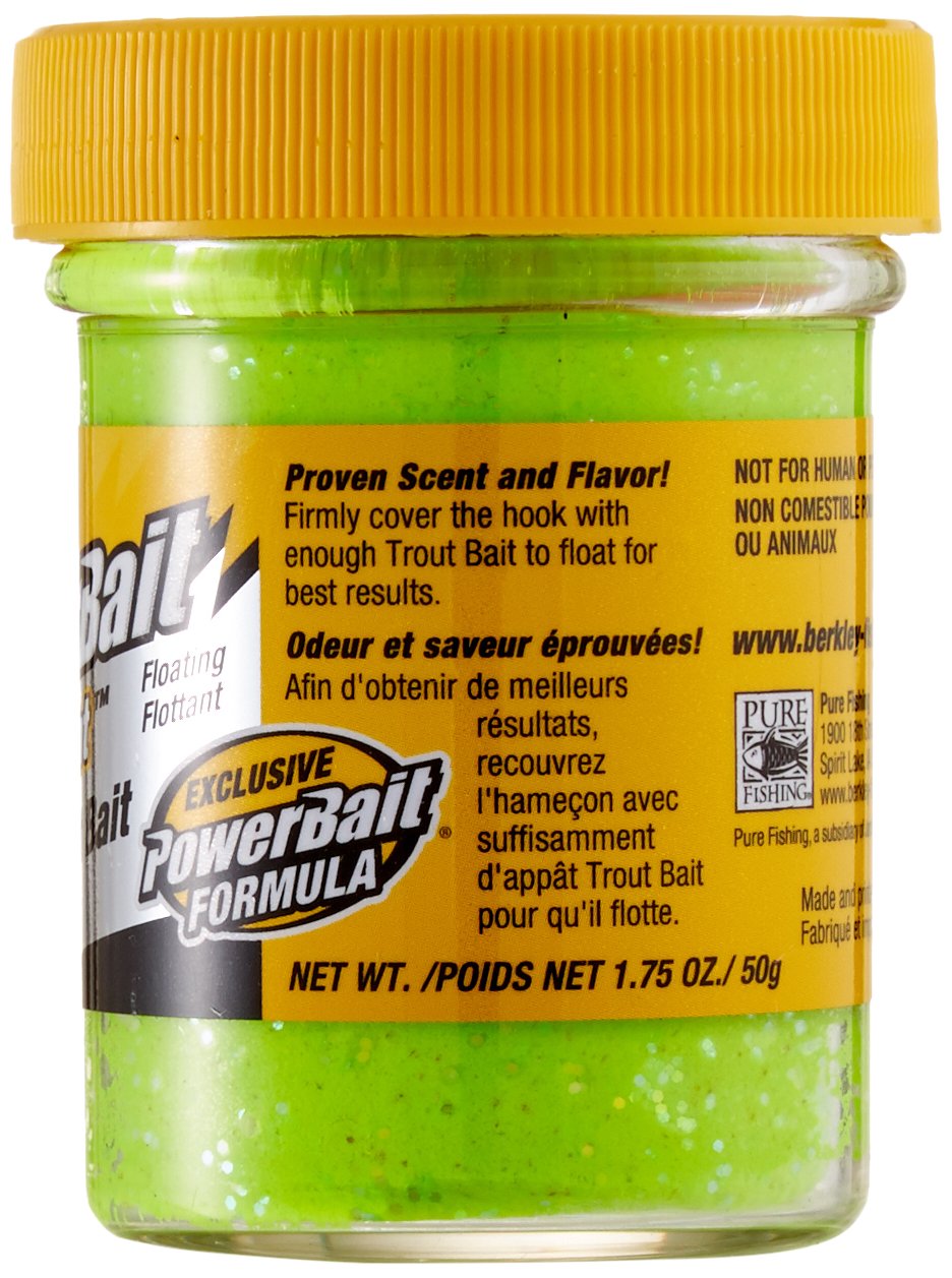 Berkley PowerBait Glitter Trout Bait, Chartreuse, Fishing Dough Bait, Scent Dispersion Technology, Irresistible Scent and Flavor, Moldable and Easy to Use