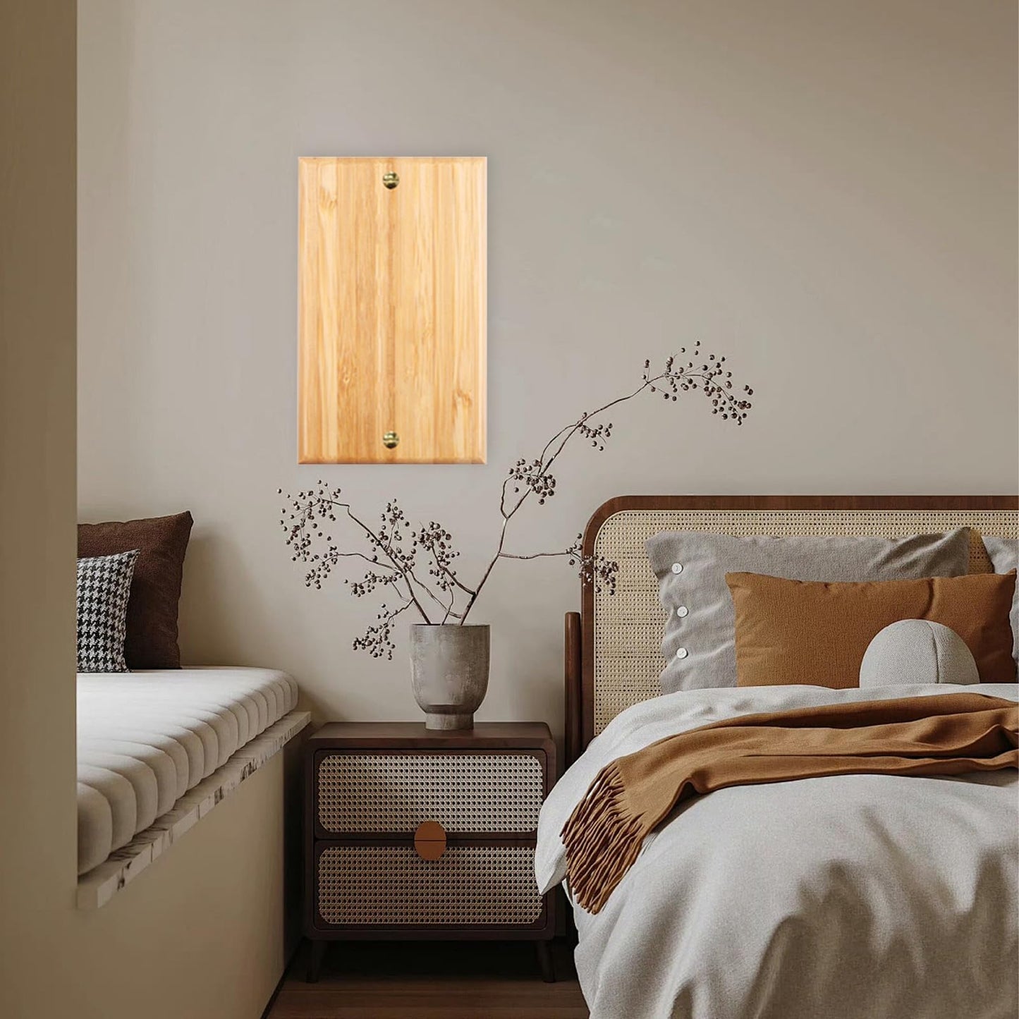 1PC Solid Wood Light Switch Plate Blank Wall Plate Light Switch Cover Quality Raw Wooden Switch Plate Decorative Wall Plate Bamboo Single Toggle