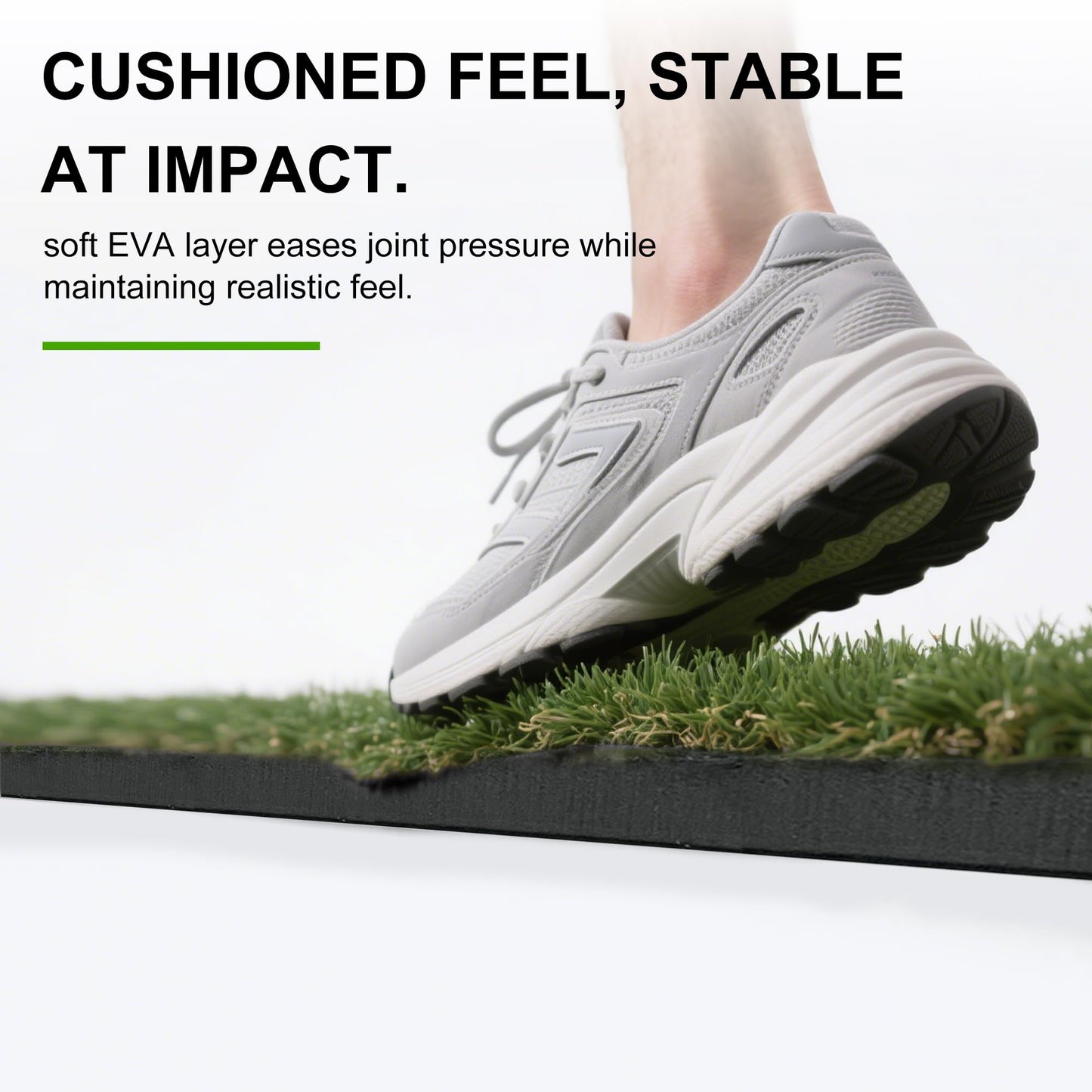 GSK Dual Turf Golf Hitting Mat 5x4FT with Ball Tray Holds 15-20 Balls Practice 45mm Thick Training Pad Driving Chipping Grass EVA Base Swing Rollable Portable Indoor Backyard Outdoor Simulator Use
