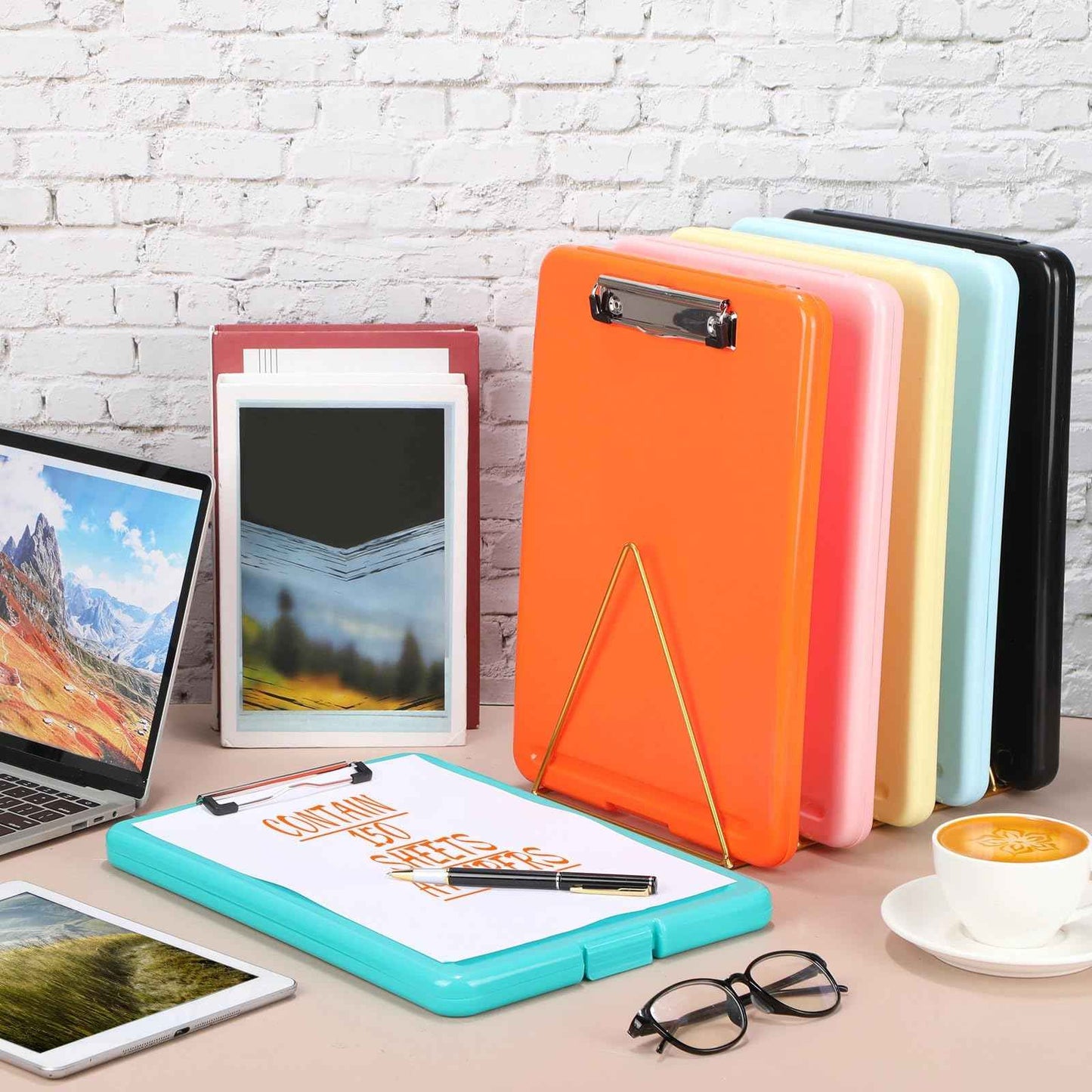 6 Pieces Clipboard with Storage 9.5 x 13.5'' Plastic Nursing Clip Boards with Pen Holder High Foldable Binder Folder Paper Organizer for Nurses Teachers Back to School Office Supplies(Macaron Color)