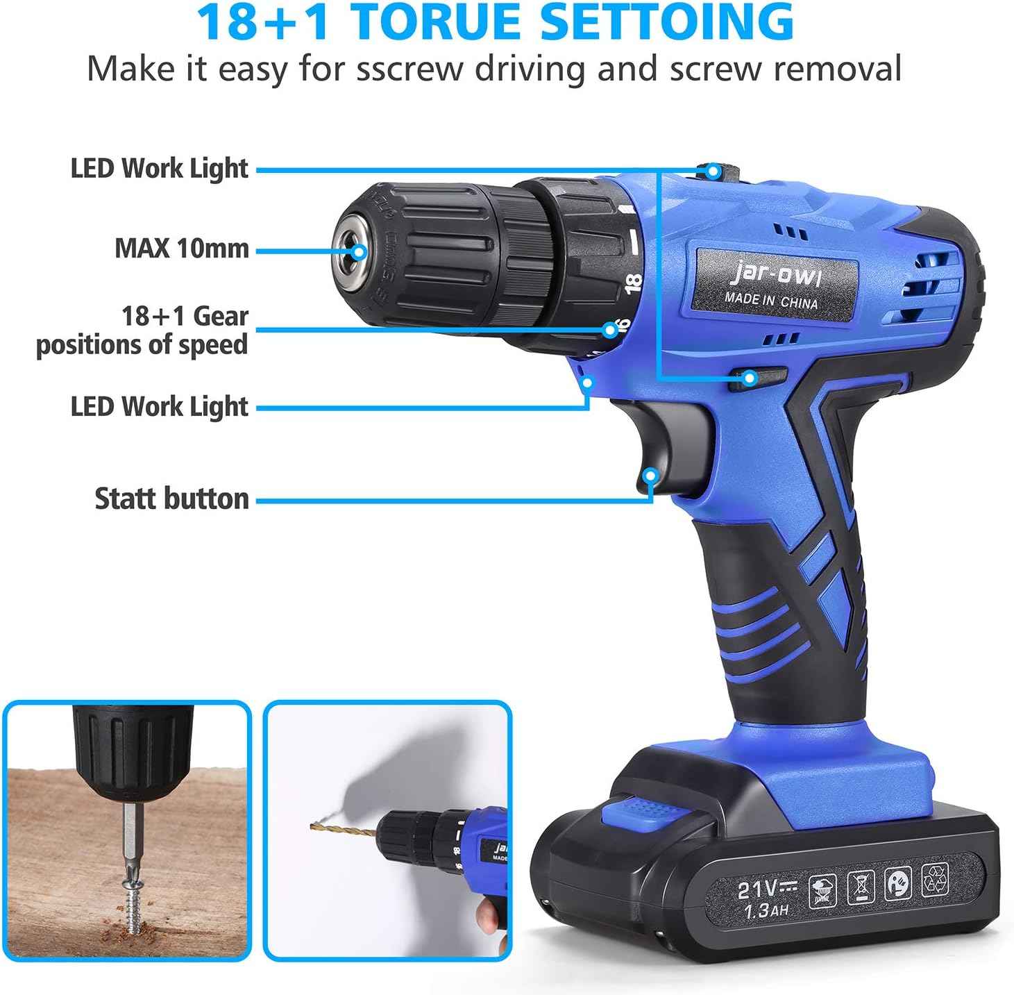 16.8V Cordless Drill & 108-Piece Power Tool Combo Kit for Home & Garden Repairs