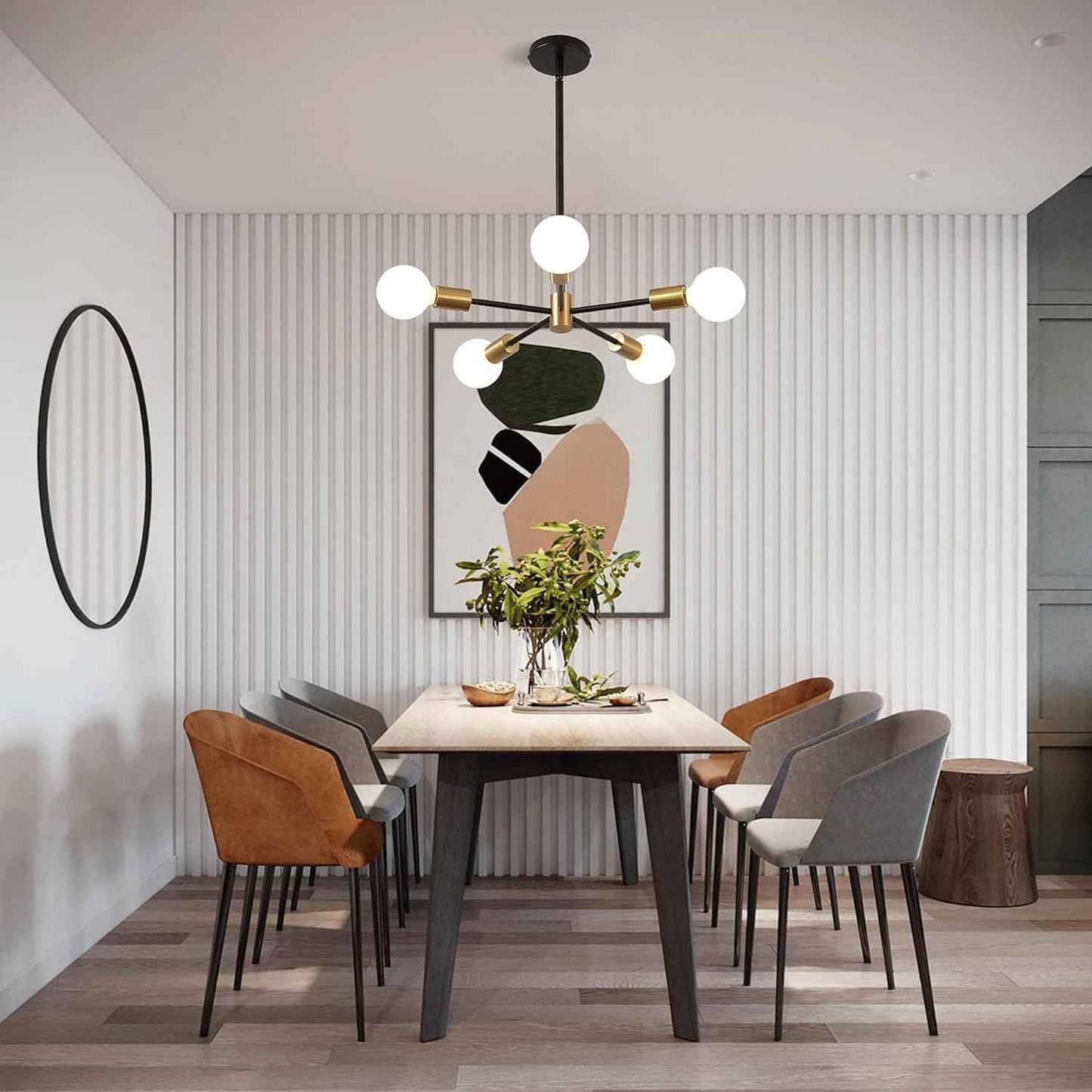 8-Light Gold Sputnik Chandelier - Modern Adjustable Ceiling Light for Dining Room, Kitchen & Foyer