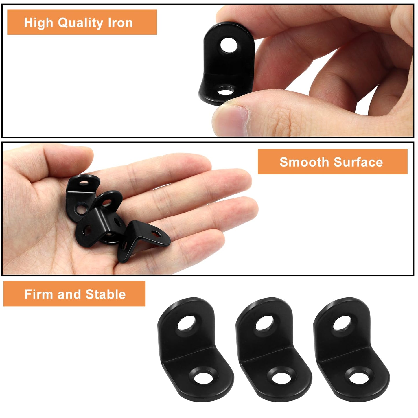 Zorveiio 40 Pcs L Bracket Corner Brace 0.63" x 0.63" Metal Corner Bracket 90 Degree Right Angle for Shelves Chair Tables Cabinet Wood Furniture whih 80 Pcs Screws, Black