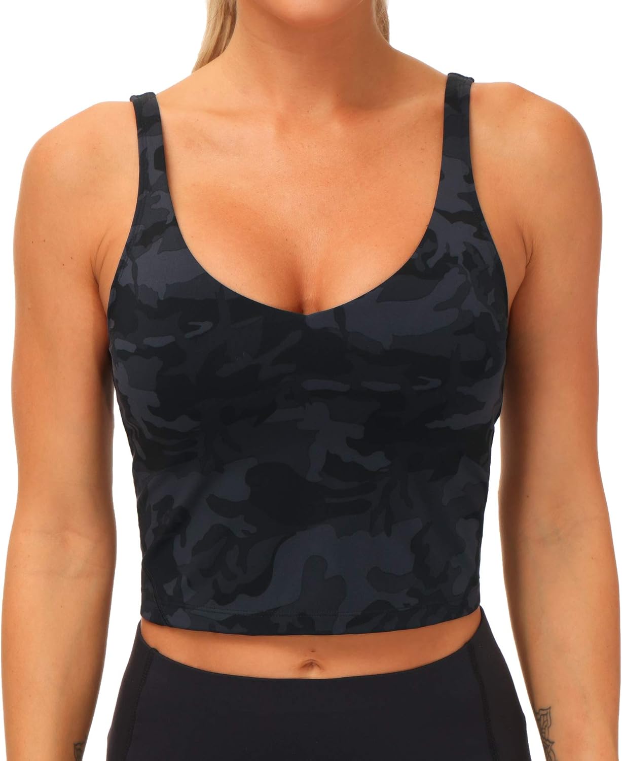 The Gym People Women's Sports Bra - Longline Wirefree Padded Design for Medium Support