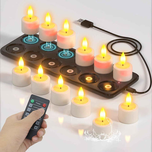 Rechargeable Flameless LED Tea Light Candles with Remote & Timer - Waterproof Votive Set for Holiday Decor