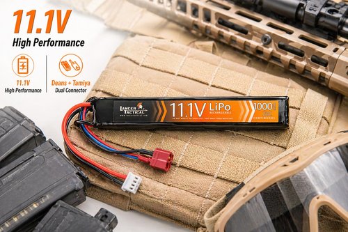 Lancer Tactical Two Pack of LiPo Airsoft Battery 11.1V 1300mAh 15C/20C Stick - Tamiya/Dean Connector, Designed for Airsoft M4 (Includes Safety Charging Bag) (1300mAh 20C Stick - Dean Connector X2)