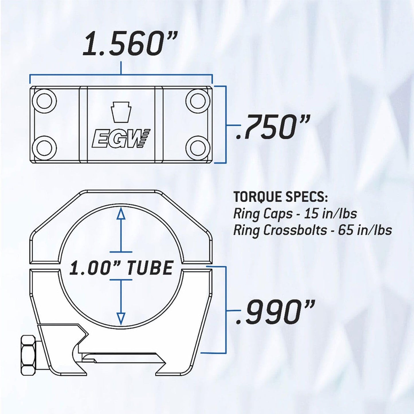EGW Keystone Series Scope Ring Set Made in USA, 1" Tube, .990" Medium Heigth, 62001