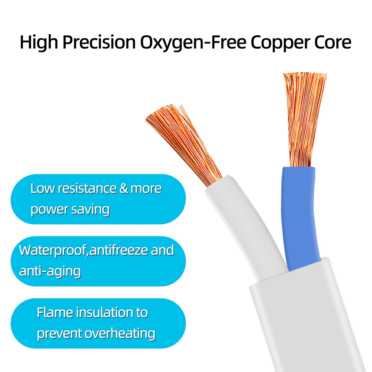 2 Prong Polarized White Extension Cord 15 feet Thin Power Cable Male to Female, 125V 5A 625W for Indoor/Home Use, Slim Design for Christmas Lights, Halloween Decor, Lamps & Small Appliances (1Pack)