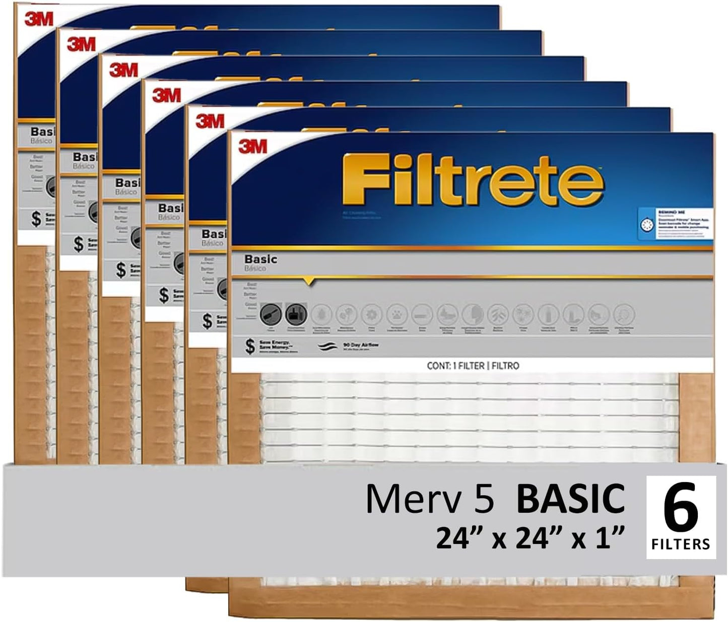 Filtrete 20x25x1 MERV 1 Air Filter Replacement - 6-Pack for HVAC & Furnace