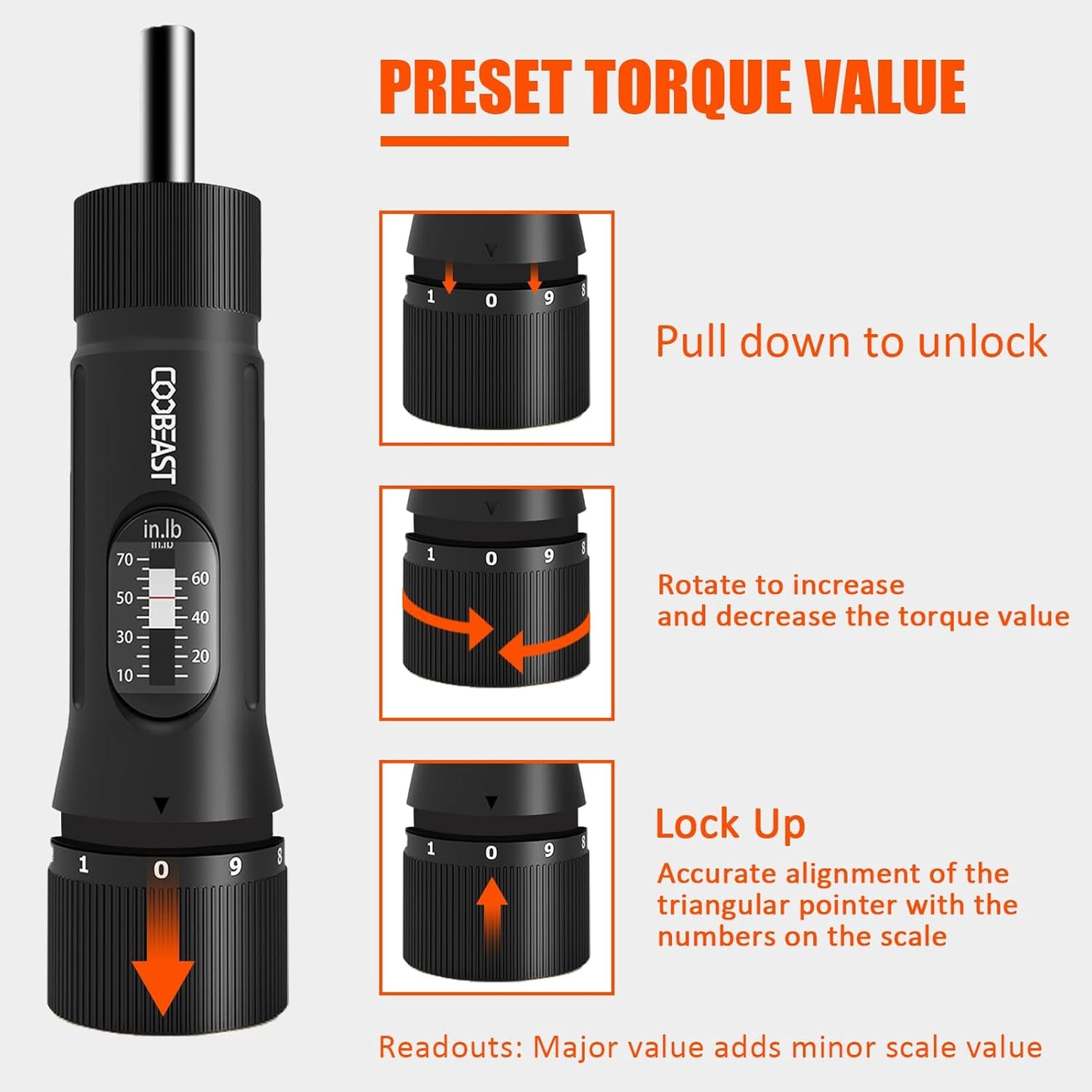 49-Piece Torque Screwdriver Set with 10-70 Inch Pound Torque Wrench & S2 Bits for Bike Repair