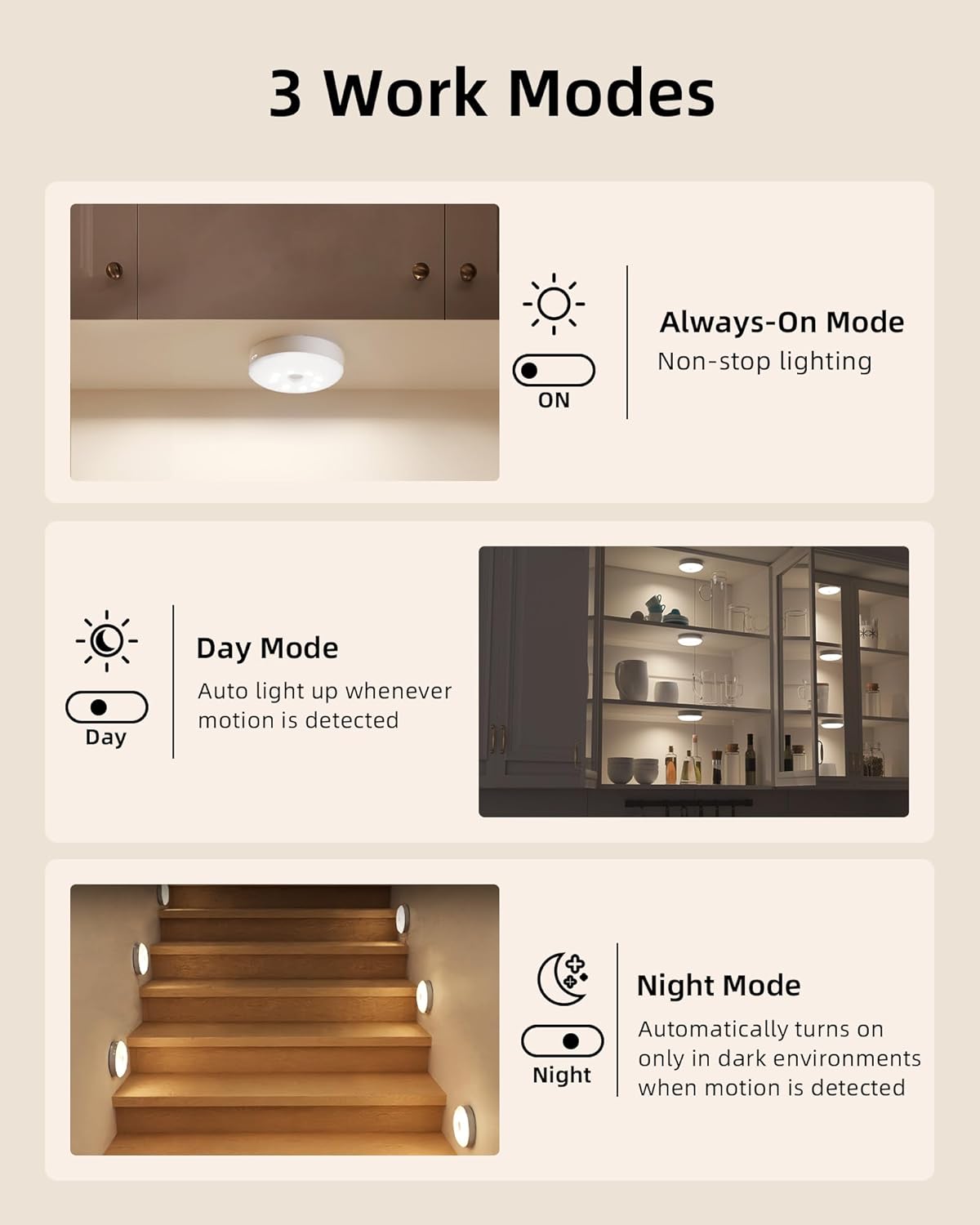 Rechargeable Under Cabinet Puck Lights with Remote - Dimmable RGB & 3 Color Temps (6 Pack)