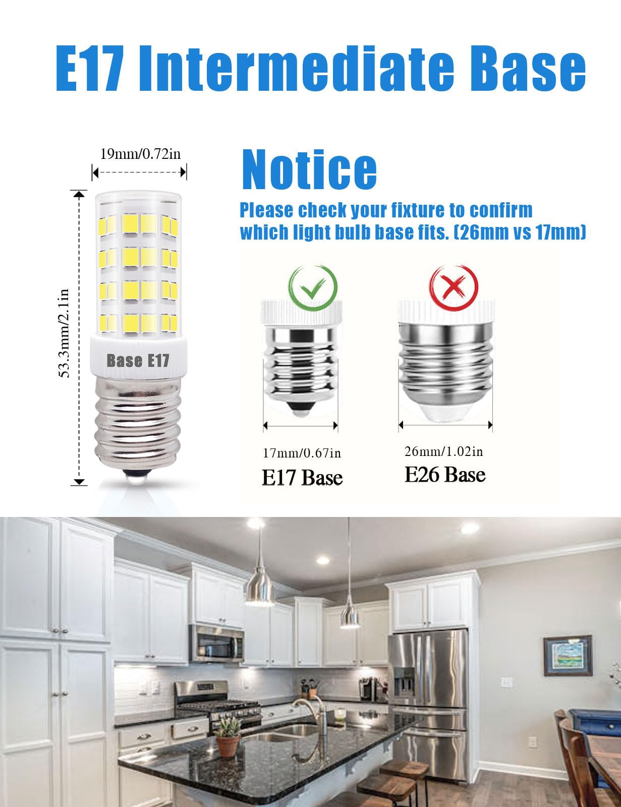 wossluck for Frigidaire Light Bulb Replacement KEI D28X KEL 2816X E17 Base LED Freezer/Fridge Appliance Lamp, Compact ac100-265v 3w Refrigerator Bulb 5304522314 Bulb White Light (1 Pack)