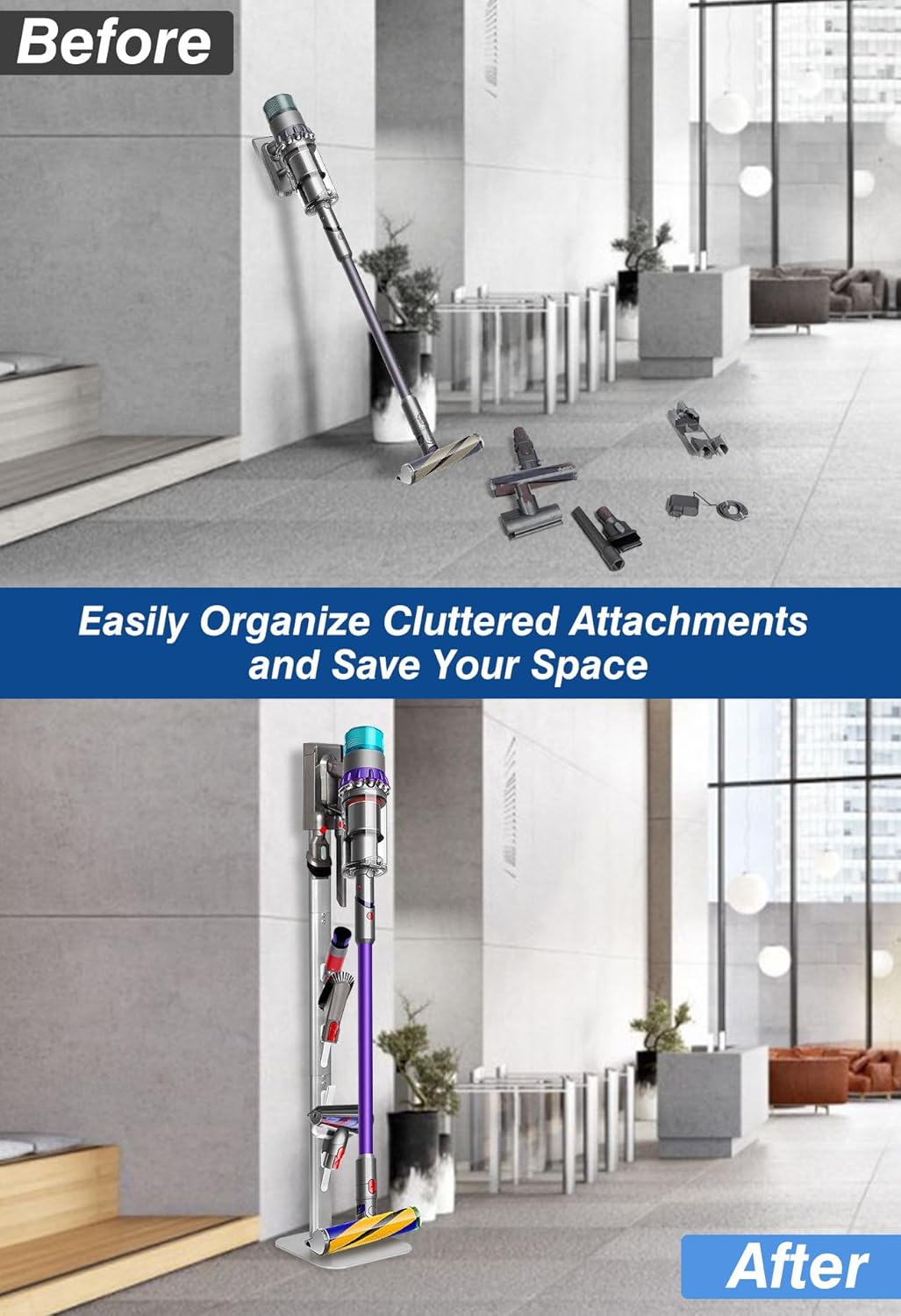 Dyson Vacuum Stand & Holder for Gen5 V15 V12 V11 V10 V8 V7 V6 - Metal Storage Bracket with Hidden Cord Design