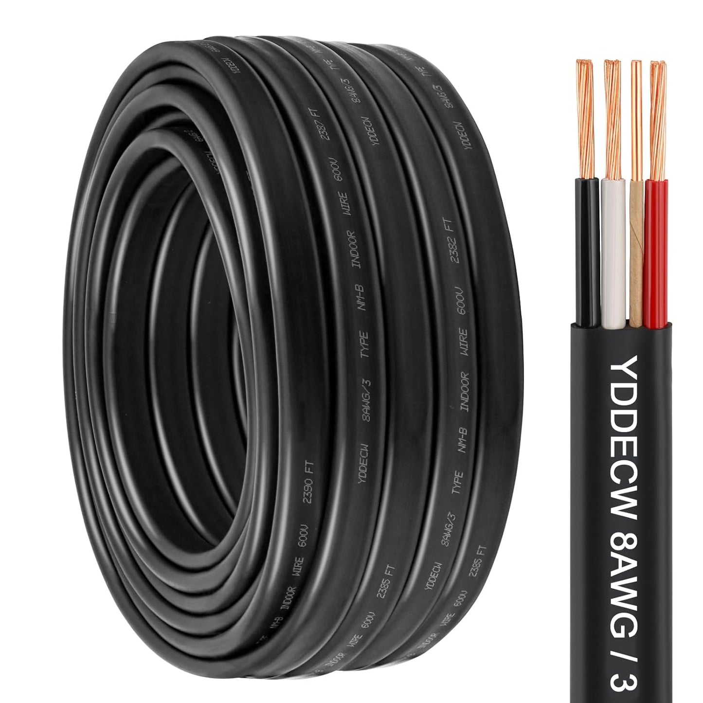 14 Gauge NM-B Wire with Ground - 50FT Pure Copper Indoor Electrical Cable for Outlets & Switches