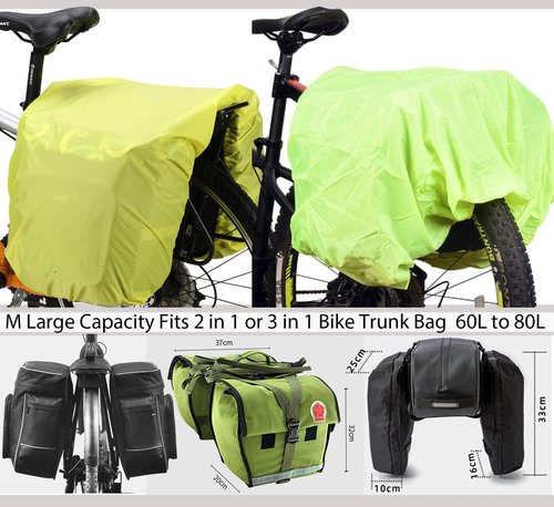 Bicycle Rear Rack Rain Cover Bike Trunk Rain Cover 80L Green