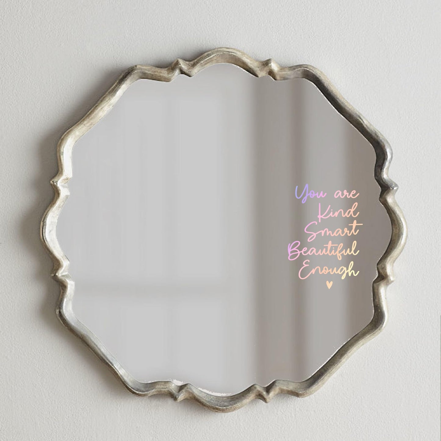 Mirror Sticker for Girls Room Bedroom - Vinyl Decal, Bathroom Wall Decals, Positive Affirmation, Slogan Wall Sticker, 5.5x7.7 Inch (Without Mirror)