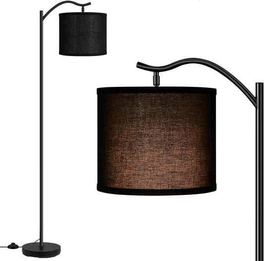 Modern LED Floor Lamp with Bohemian Linen Shade – Arched Tall Standing Light for Living Room & Bedroom