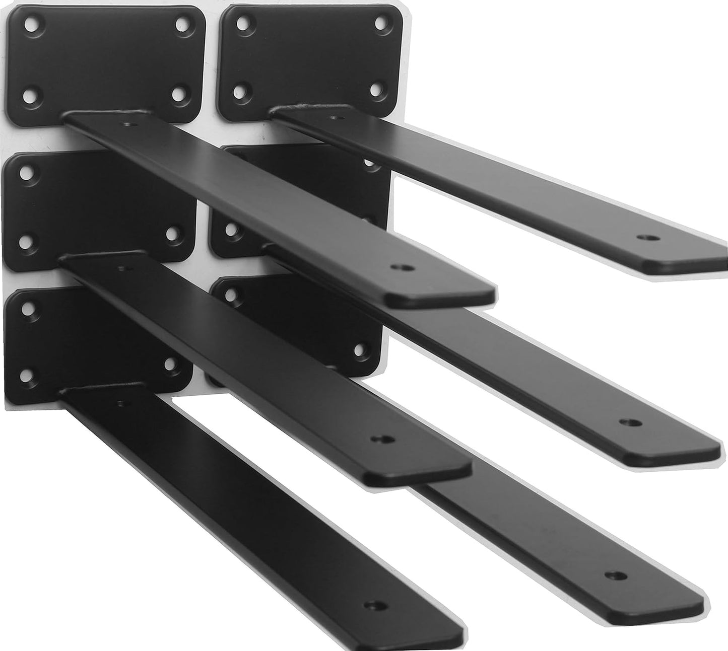 10-Inch Black Iron Floating Shelf Brackets - 12 Pack Rustic Industrial Support