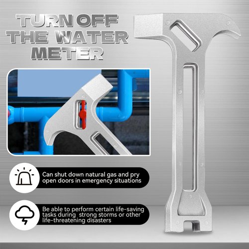 4-in-1 Emergency Tool – Gas & Water Shut Off Wrench, Non-Sparking Pry Bar, Earthquake Survival Tool – Firefighter-Designed, Durable Alloy for First Responders & Home Safety