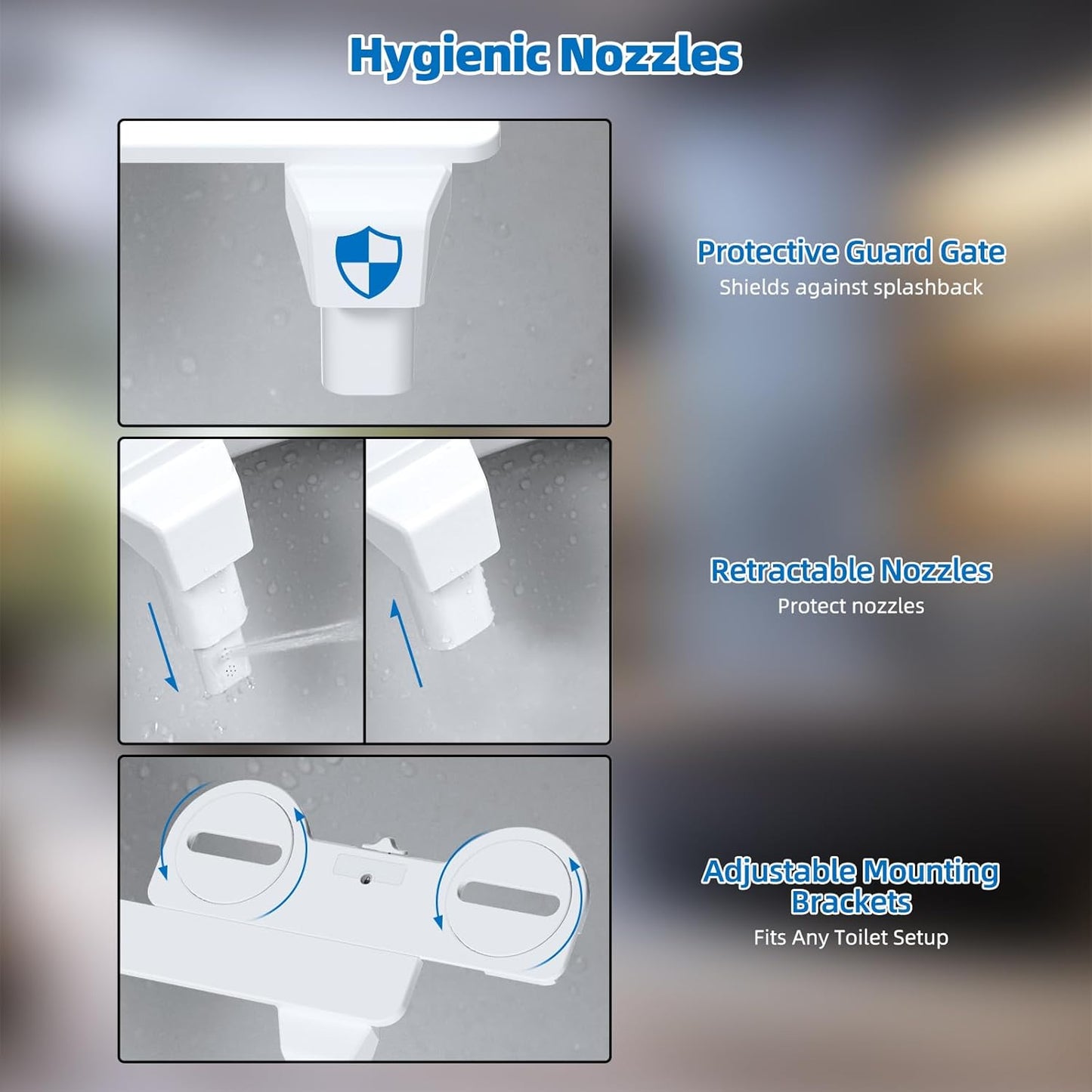 Bidet Attachment for Toilet - Non-Electric Dual Nozzle, Adjustable Water Pressure, Self-Cleaning, White