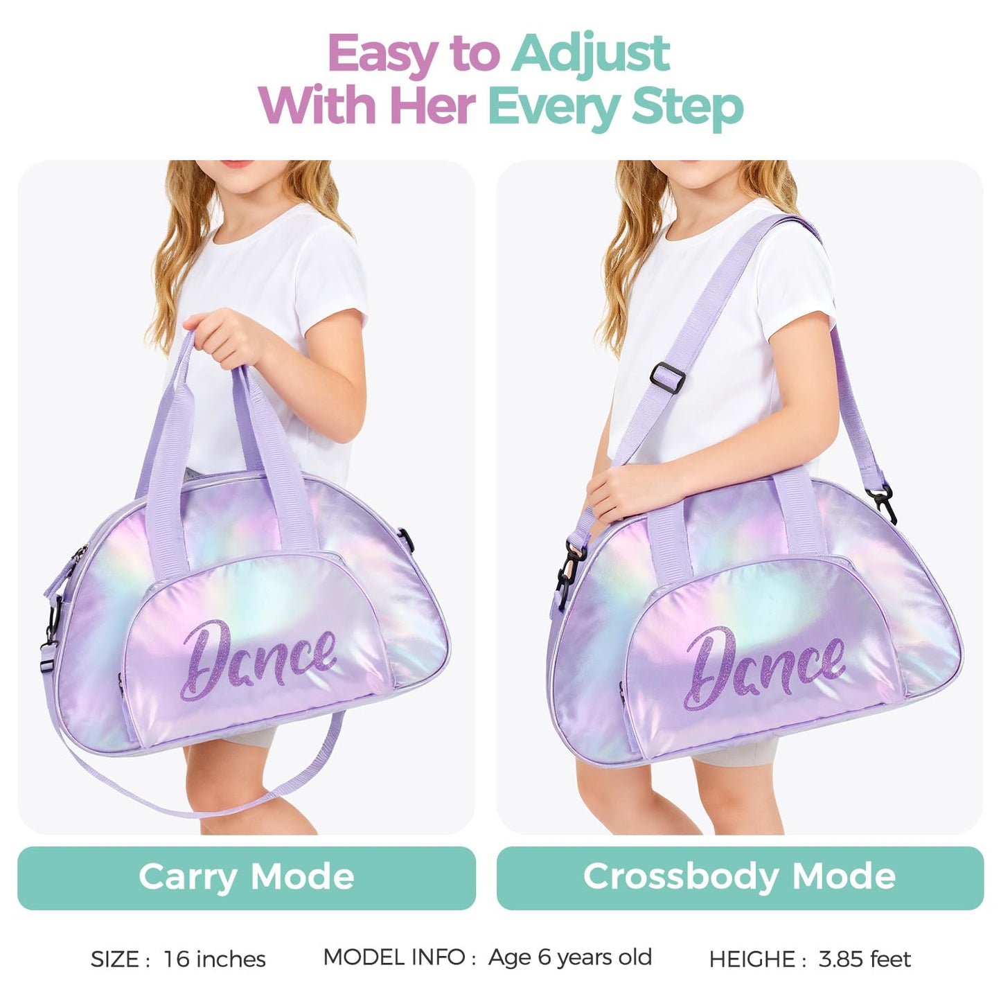 Choco Mocha Girls Dance Bag Toddler Ballet Bag for Girls Kids Dance & Gym Bag with Shoe Compartment, Dazzle Blue