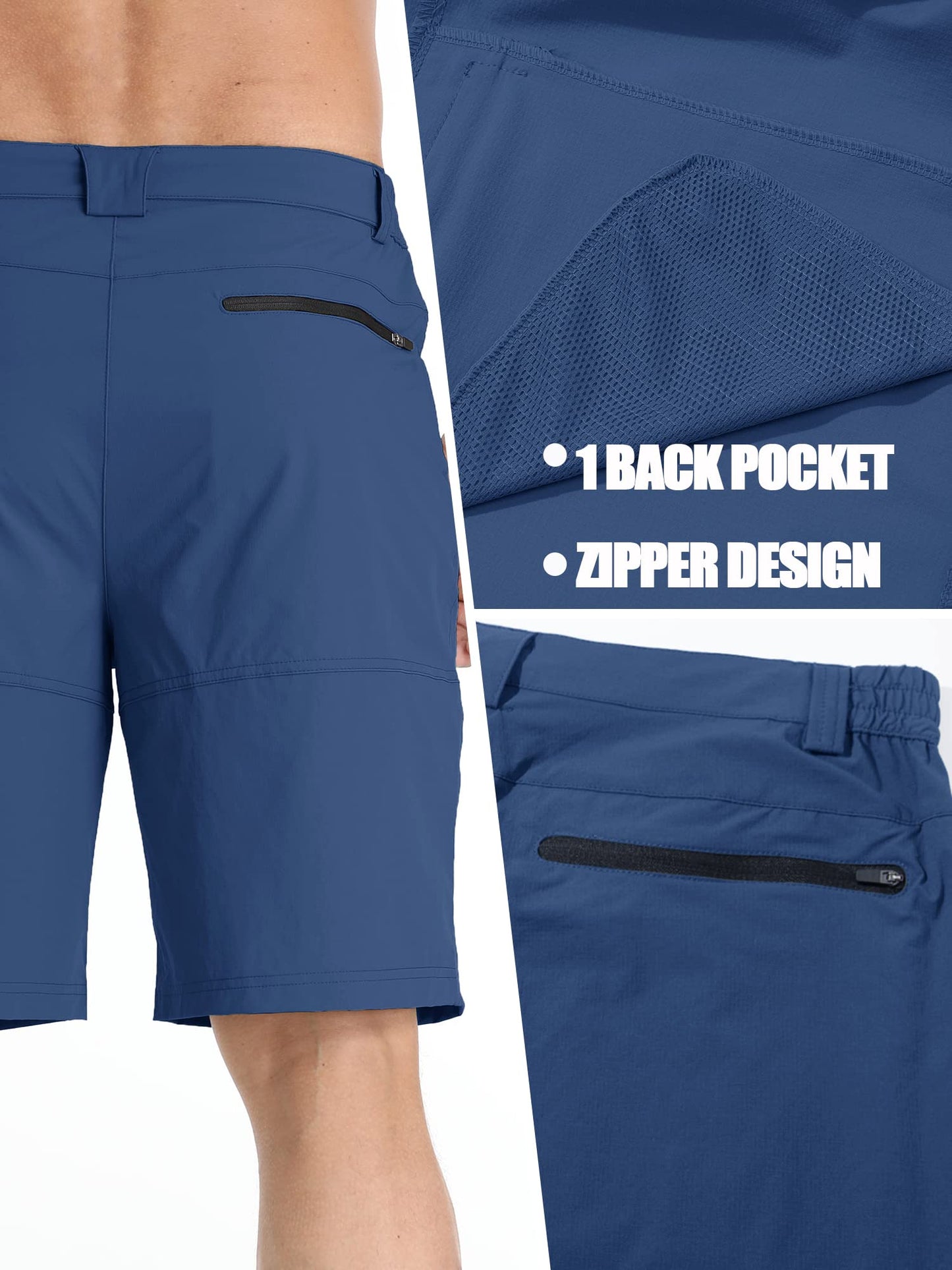 TACVASEN Mens Hiking Cargo Shorts Casual Golf Dress Shorts Hiking Lightweight Quick Dry Breathable Outdoor Summer Fishing Camping Blue 32