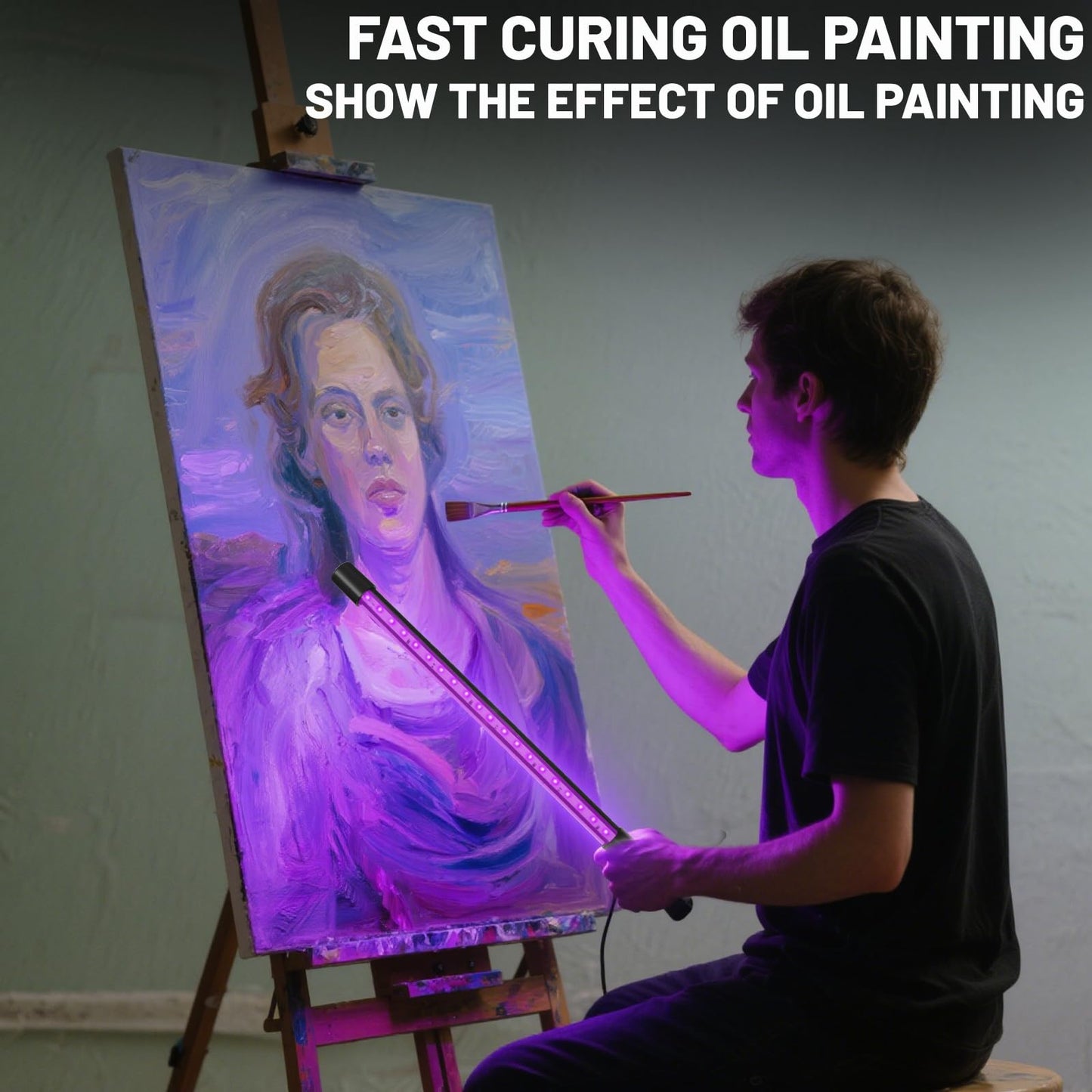 ycponggon 1 Pack LED Black Lights, Upgraded Triangular Bracket Vertical Standing Table Blacklight Fixture 10W, 1FT Desktop Led Black Light with Stand, Perfect for Party