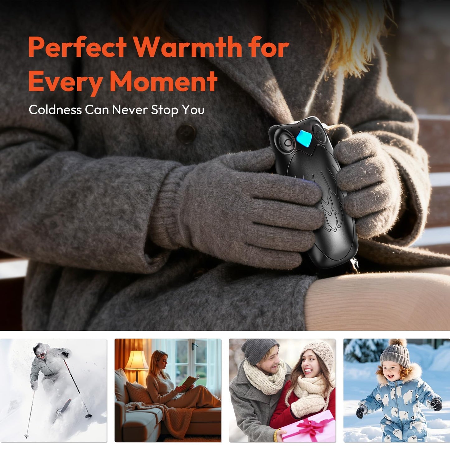 Magnetic Hand Warmers Rechargeable 2 Packs, 14000mAh Electric Hand Warmer with Charging Case, Up to 60H Heating, 3 Heat Settings, Ultra Slim Portable Pocket Heater for Outdoor, Valentine's Day Gifts