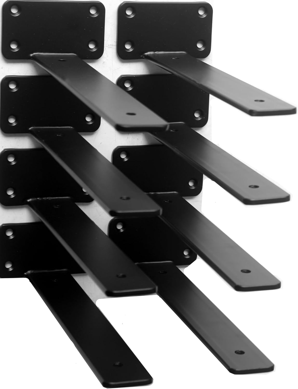 10-Inch Black Iron Floating Shelf Brackets - 12 Pack Rustic Industrial Support