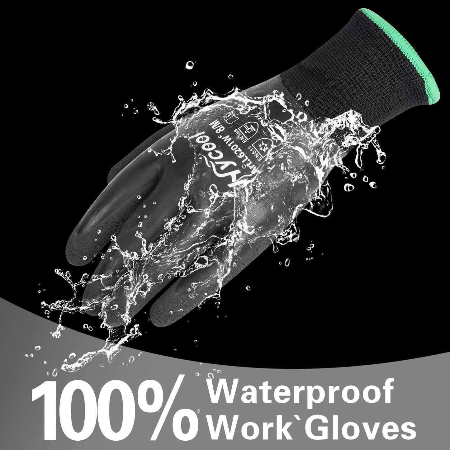 DS Safety Waterproof Gloves for Men and Women, Winter Work Gloves for Cold Weather, Thermal Insulated Freezer Gloves,Black (L)