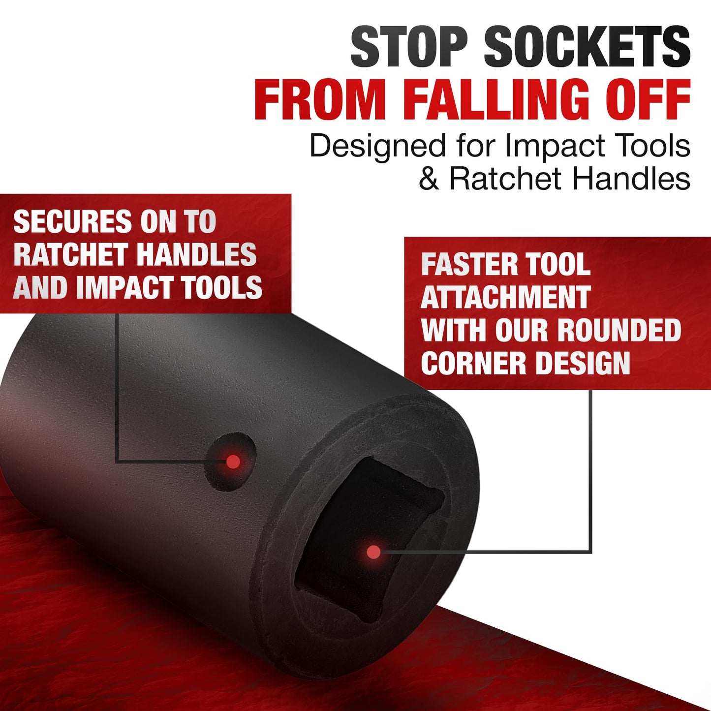 TIGHTSPOT 1/2 Inch Drive - 26mm Shallow Impact Socket with Anti-Rounding 6 Point Design, Heat-Treated CRV Steel, Metric